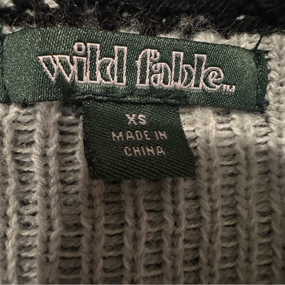 (Sold)Wild Fable Sweater Black Gray Checkered Knit Crew Neck Stretch Size XS - Picture 6 of 7
